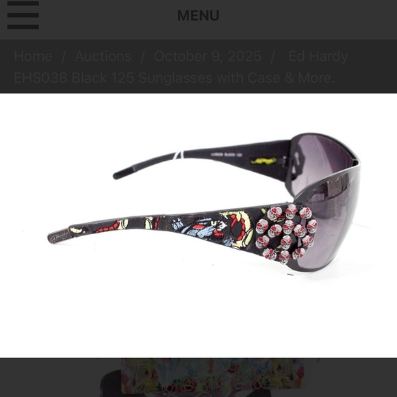 Ed Hardy EHS038 Black 125 Sunglasses with Case & More. Ed Hardy EHS038 Black 125 Sunglasses with Case & More main image 3